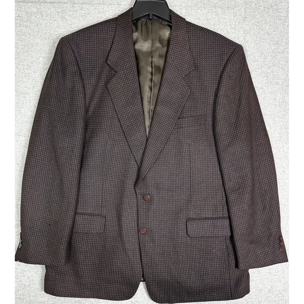 Dario di Napoli Blazer Mens 44R Brown Micro Check Sport Coat